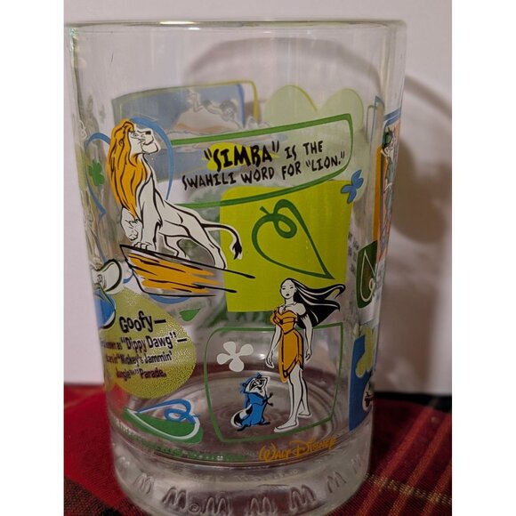 Vintage Disney Animal Kingdom Glass With Goofy Baloo Simba Pocahontas & More - Picture 5 of 7